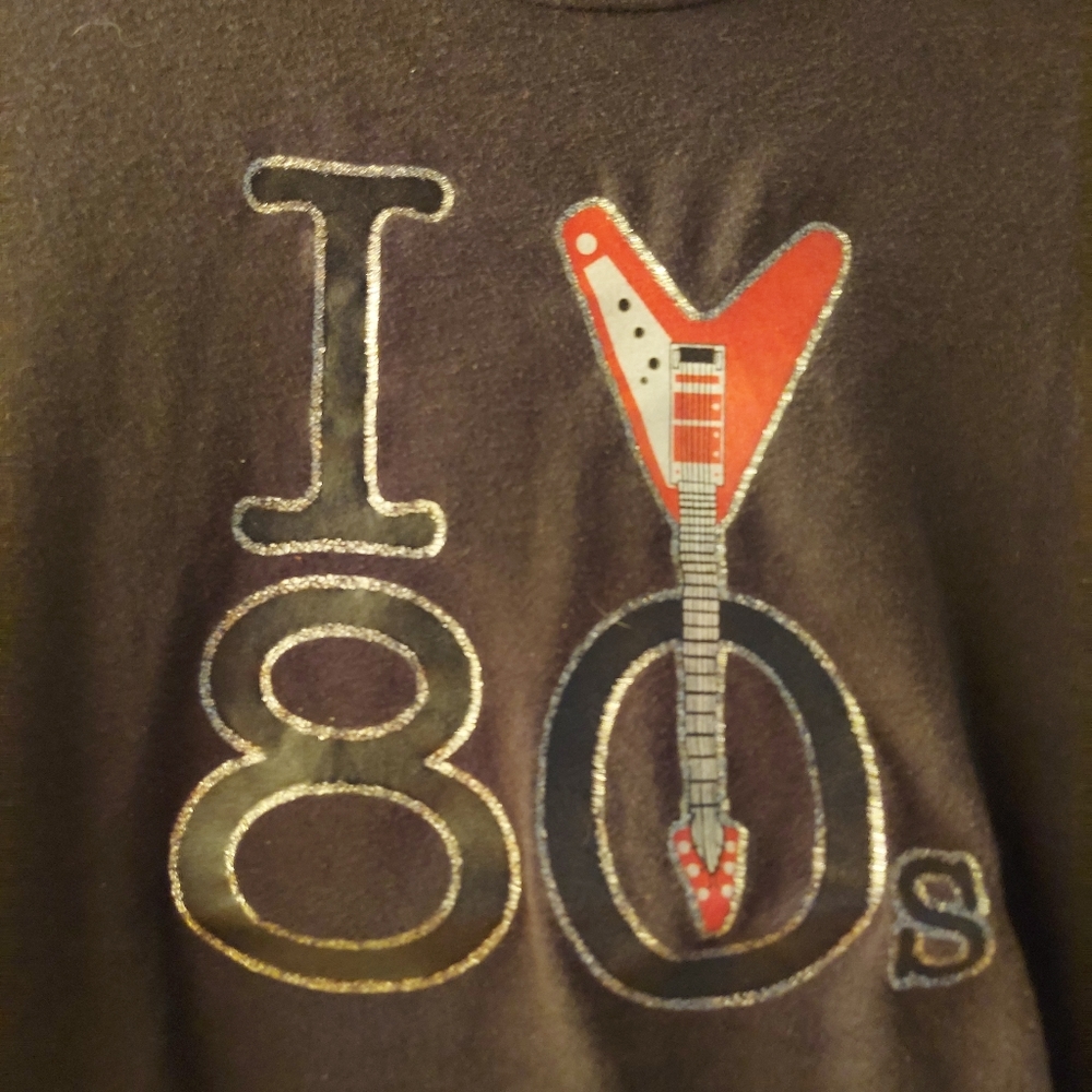Mighty Fine – I Love the 80s Rock Graphic Tee Black Retro Y2K~Medium (Juniors) - Picture 3 of 11